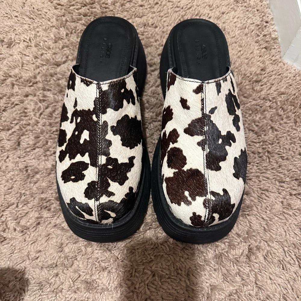 ASOS Black and White Cow Print Mules